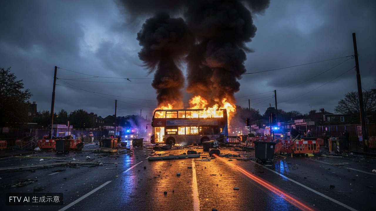 貝爾法斯特爆發反移民示威！蘇丹籍嫌犯持刀傷人引公憤　街頭焚車封路