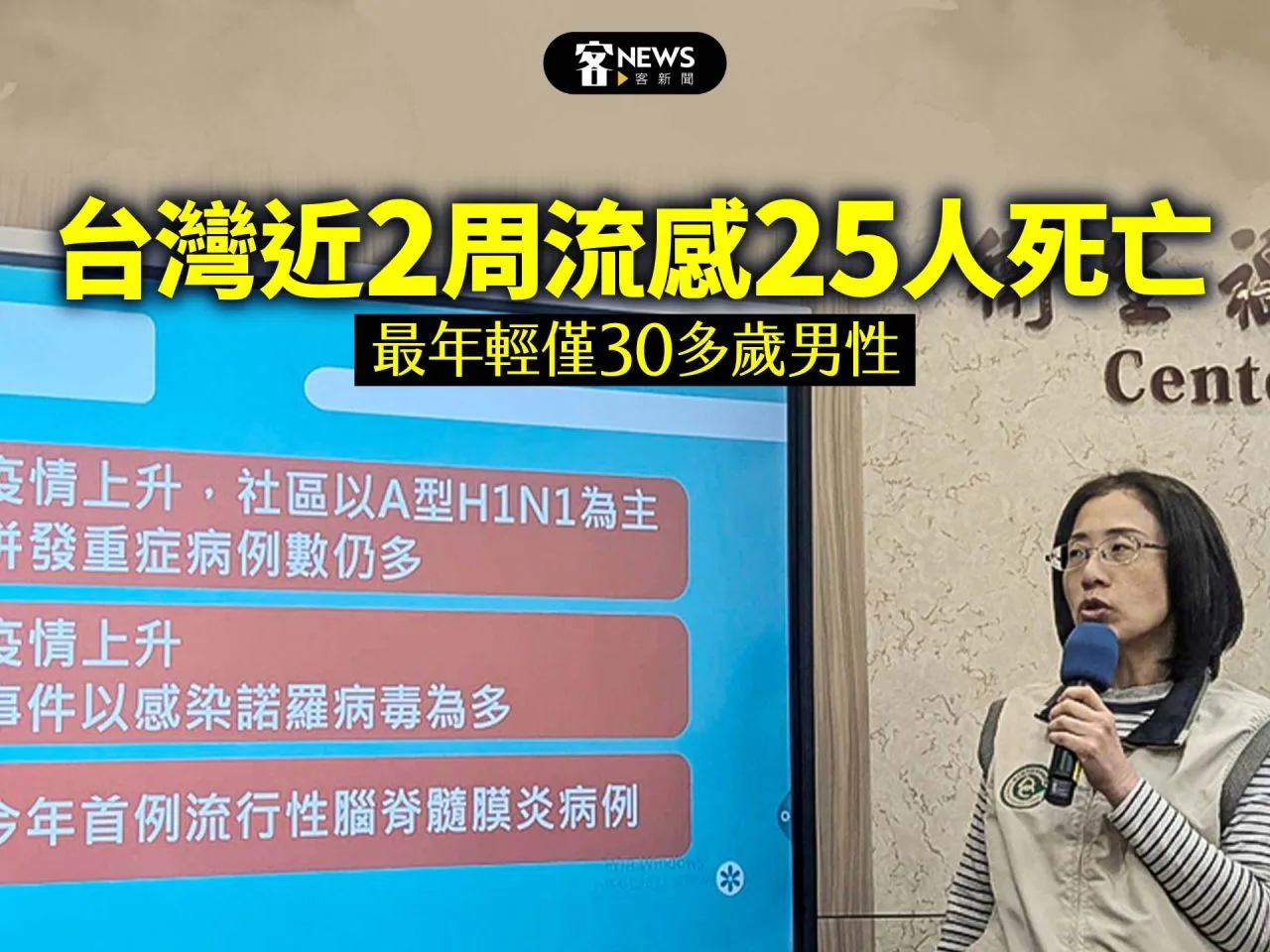 台灣近2周流感25人死亡　最年輕僅30多歲男性