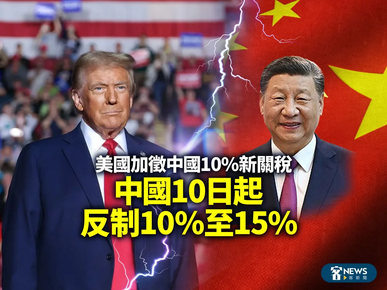 美國加徵中國10%新關稅　中國10日起反制10%至15%