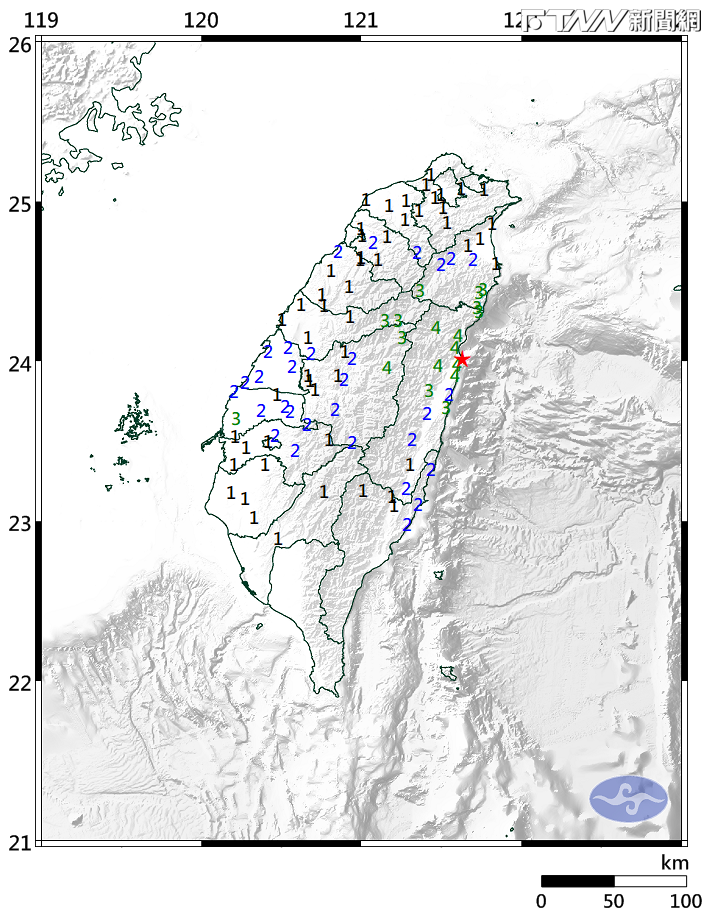 18:21花蓮縣發生芮氏規模5.3極淺地震！　花蓮、南投震度達4級