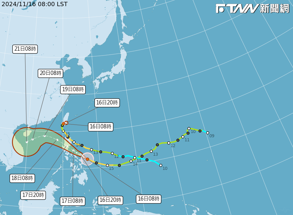 天兔減弱成輕颱！在家門口「距高雄50公里」　5縣市嚴防豪大雨