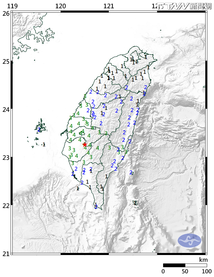 台南7:49發生芮氏規模5.7極淺地震！1分鐘後再震芮氏4.8　台南、嘉義縣震度均達4級