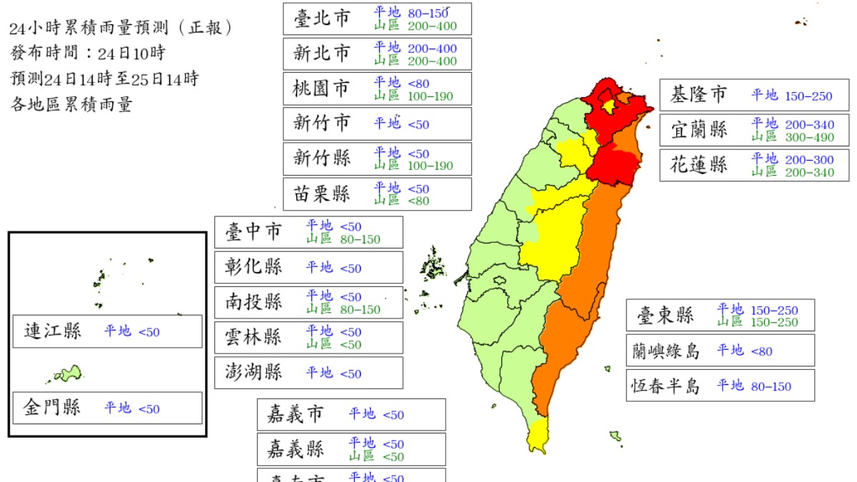 新／潭美颱風發威！雨量一次看 4縣市明達停班課標準