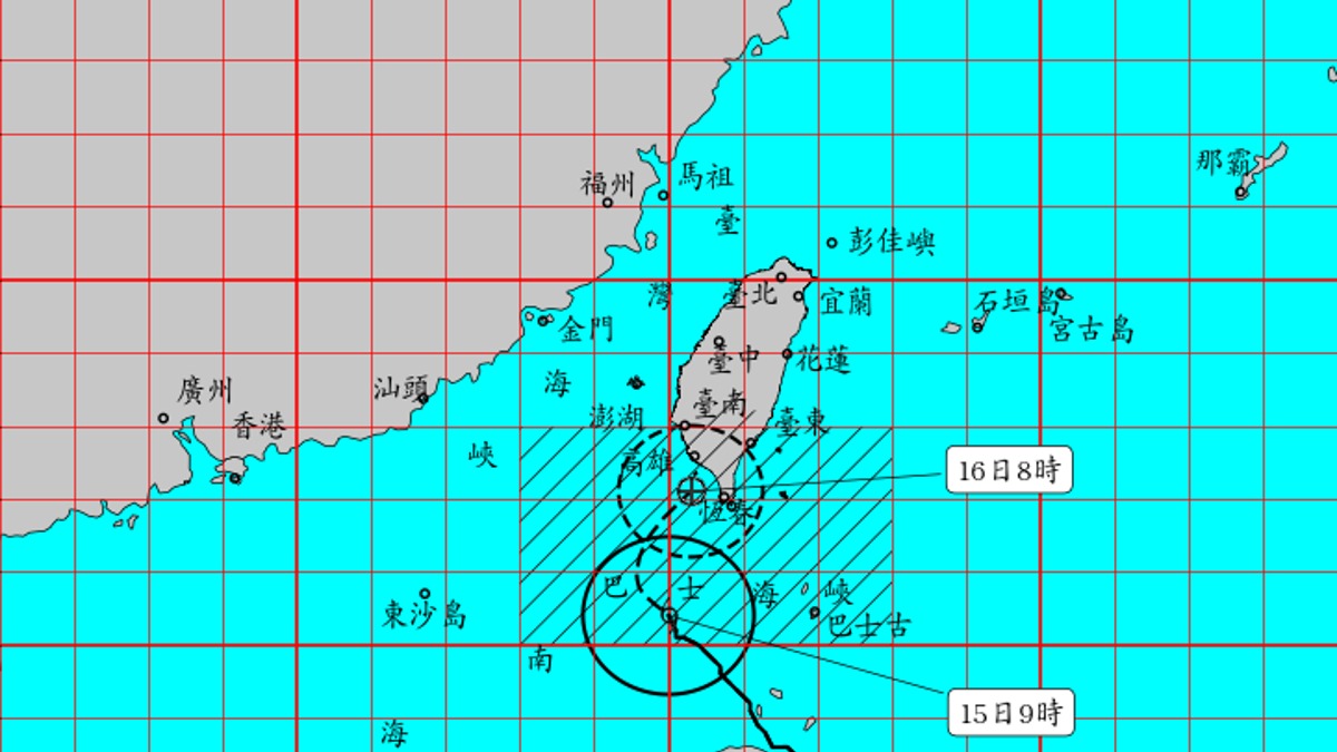 新／天兔陸警範圍擴大4地 暴風圈已進入台灣南方近海