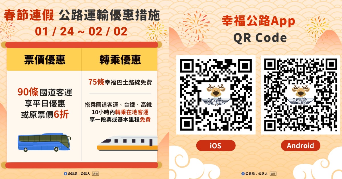 90條客運路線最低6折！ 春節疏運優惠一次看