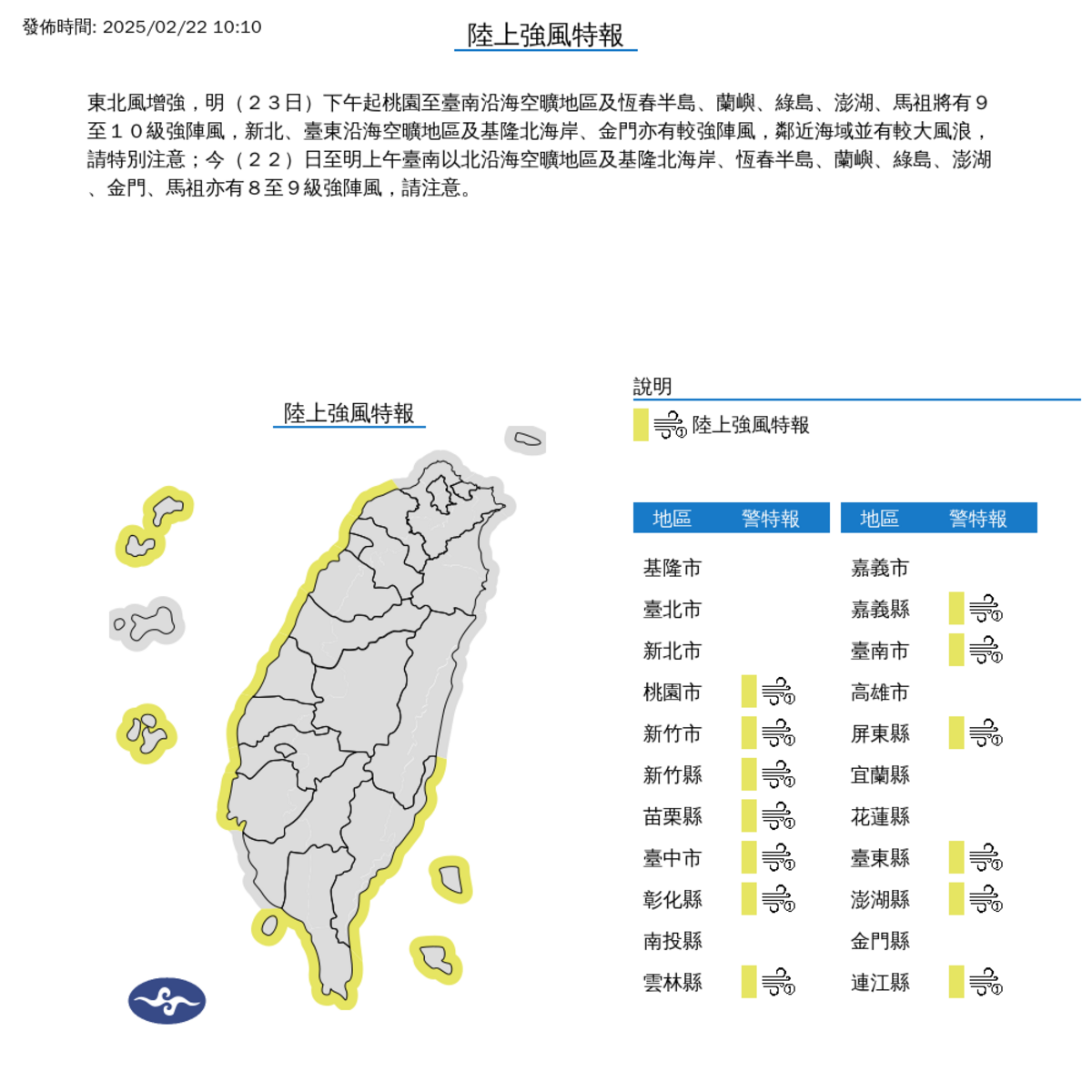 明午起10級強風襲台！氣象署：北台、恆春半島、離島注意