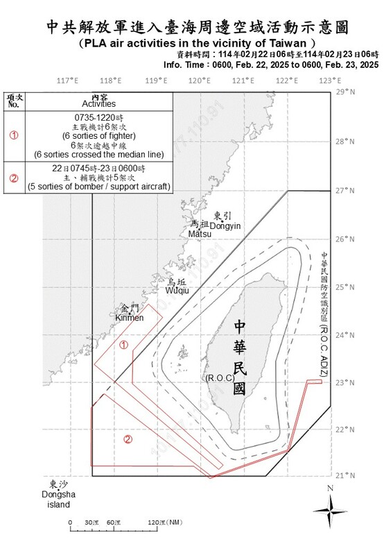 11共機.6共艦.2公務船擾台 1火箭飛經我防空識別區