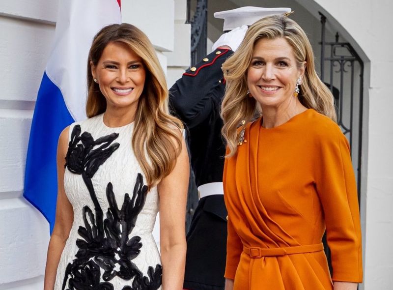 梅蘭妮亞穿25萬戰袍迎荷蘭王后！　「她曾嘲諷川普」同框氣氛妙了